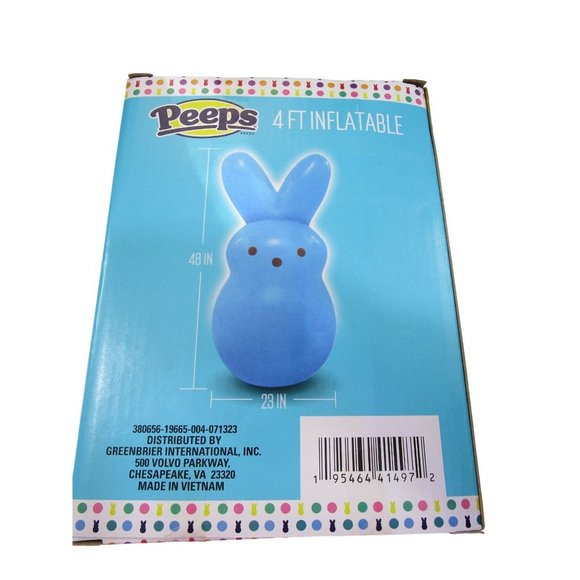 Classic Peep Blue 4ft Inflatable Easter Bunny New In Box - Picture 3 of 12